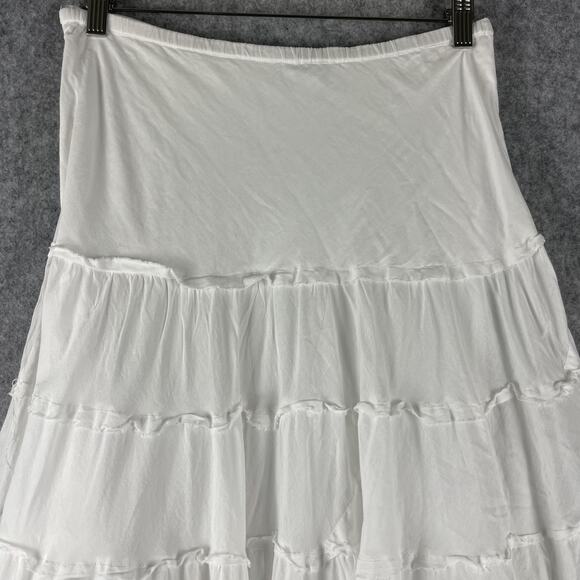 Kaktus Tiered Maxi Skirt Womens Small White Embellished Boho Cottage Gypsy Fairy - Picture 12 of 16